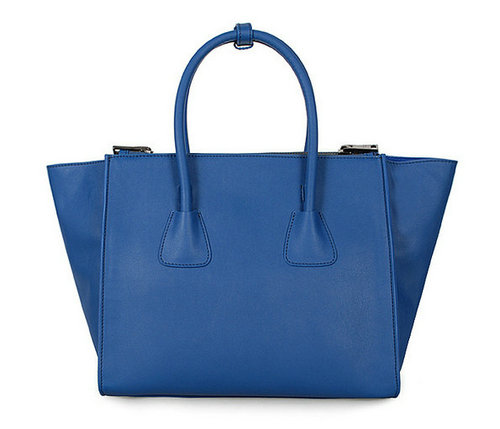 2016 Prada Glace Vitello Tote BN2619 a blu