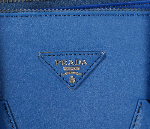 2016 Prada Glace Vitello Tote BN2619 a blu