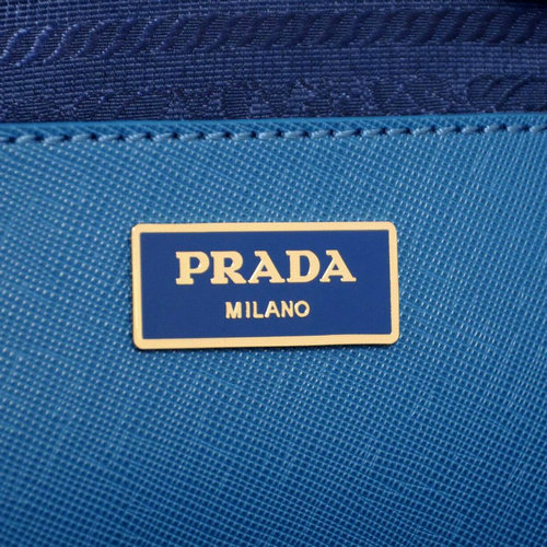 2016 Prada Saffiano Lux Tote BN2274 Bicolor pelle blu