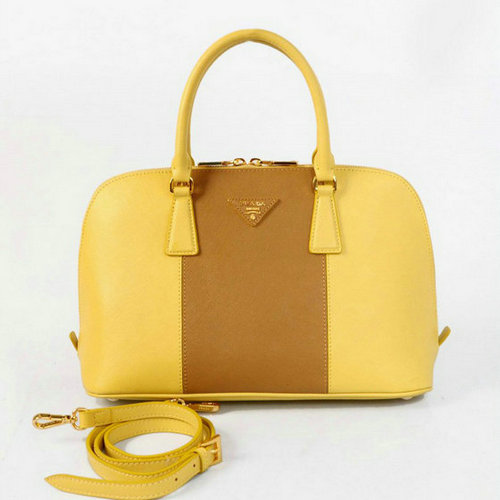 2016 Saffiano Borse Prada Due maniglia BL0837 Giallo  Albicocca Cuo