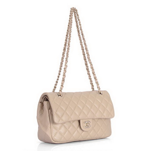 Chanel Classic 2.55 Series Flap Bag 1112 Apricot Leather Golden Hardware