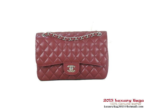 Chanel 2.55 Classic Flap Bag Bordeaux Original Cannage Patterns Leather Silver