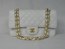 Chanel 2.55 Quilted Flap Bag 1112 White with Gold Hardware