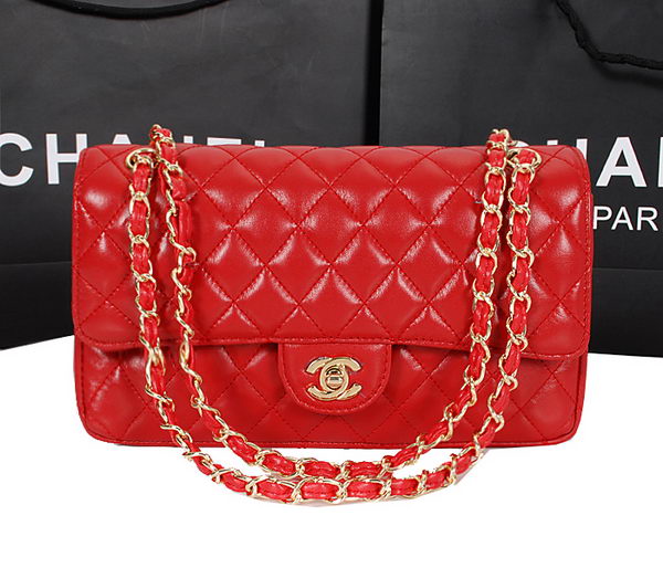 Chanel 2.55 Series Bag 1112 Red Sheepskin Leather Gold