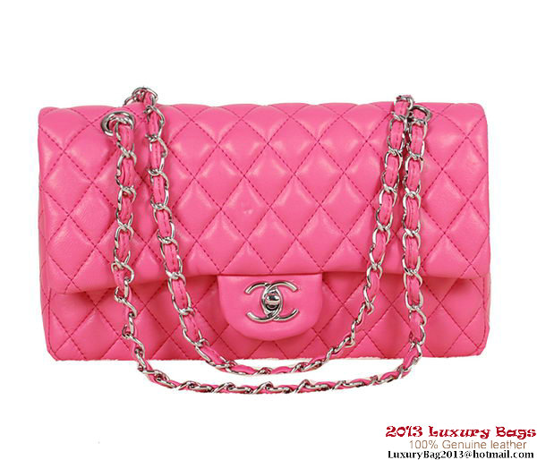 Chanel 2.55 Series Bag Rose Sheepskin Leather 1112 Silver