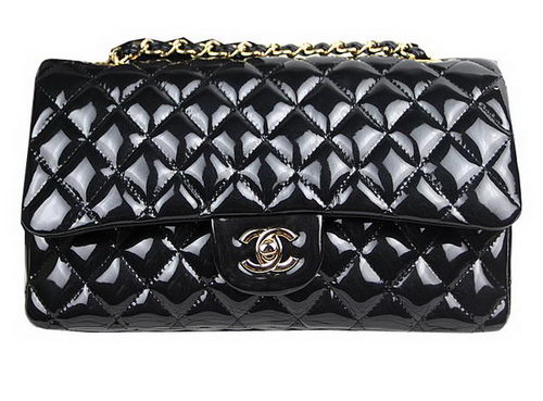 Chanel 2.55 Series Bags Black Original Patent Leather A1112 Gold