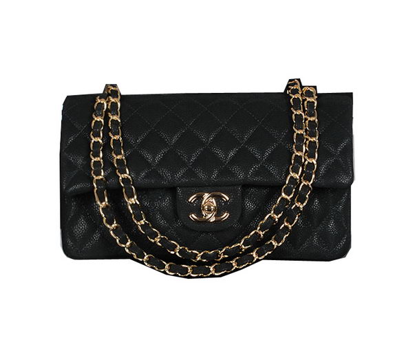 Chanel 2.55 Series Classic Flap Bag 1112 Black Original Cannage Pattern Leather Gold