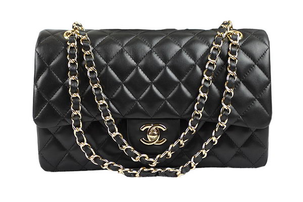 Chanel 2.55 Series Classic Flap Bag 1112 Black Original Sheepskin Leather Gold