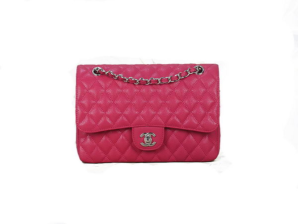 Chanel 2.55 Series Classic Flap Bag 1112 Rose Cannage Pattern Original Leather Silver