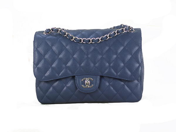 Chanel 2.55 Series Classic Flap Bag 1112 RoyalBlue Cannage Pattern Original Leather Silver