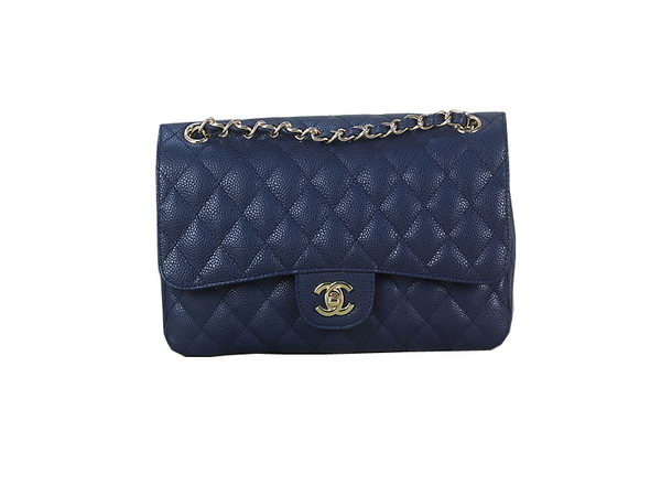 Chanel 2.55 Series Classic Flap Bag 1112 RoyalBlue Original Cannage Pattern Leather Gold