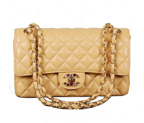 Chanel 2.55 Series Classic Flap Bag Apricot Sheepskin 1112 Multicolour