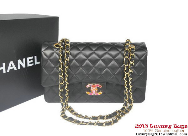 Chanel 2.55 Series Classic Flap Bag Black Original Sheepskin Leather A1112 Multicolour