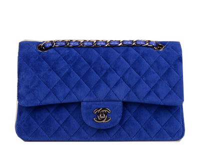 Chanel 2.55 Series Classic Flap Bag Velvet CF1112 Blue