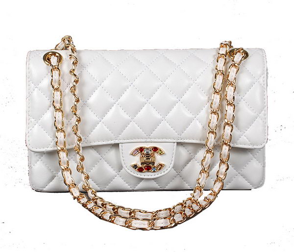 Chanel 2.55 Series Classic Flap Bag White Sheepskin 1112 Multicolour