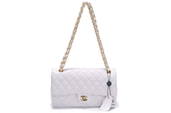 Cheap Chanel 2.55 Series Flap Bag 1112 White Patent Leather Golden Hardware