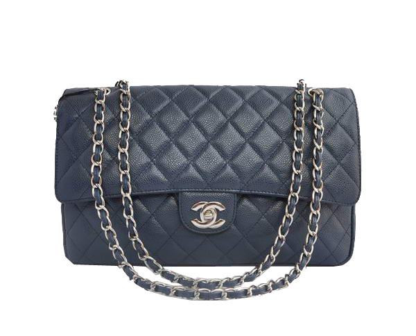 Cheap Chanel 2.55 Series Flap Bag 1113 Blue Leather Silver Hardware