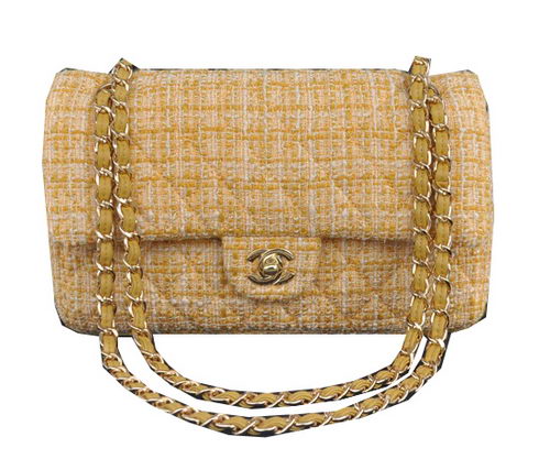 Chanel 2.55 Series Flap Bag Fabric CHA1112 Gold