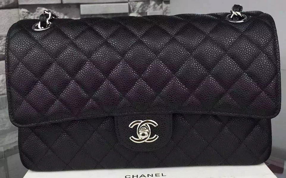 Chanel 2.55 Series Flap Bag Cannage Pattern Leather CF8024 Black