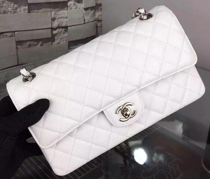 Chanel 2.55 Series Flap Bag Cannage Pattern Leather CF8024 White