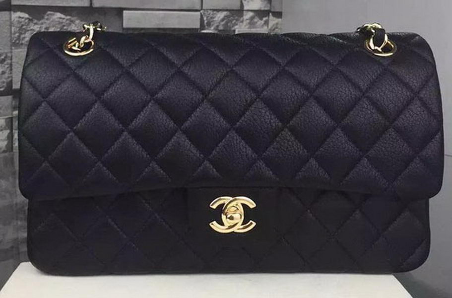 Chanel 2.55 Series Flap Bag Deerskin Leather A1112 Black