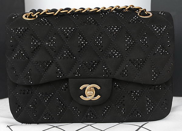 Chanel 2.55 Series Flap Bag Diamond Leather A1112CF Black