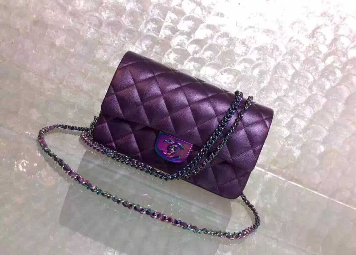 Chanel 2.55 Series Flap Bag Fetal Cowhide Leather CF0932 Purple