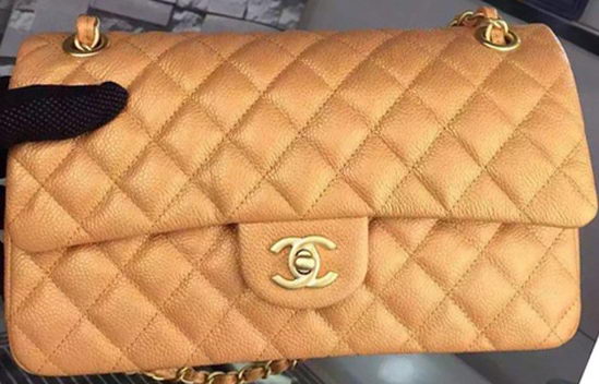 Chanel 2.55 Series Flap Bag Gold Cavier Leather A05480 Gold