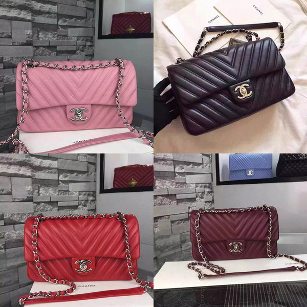 Chanel 2.55 Series Flap Bag Lambskin Chevron Leather A5378