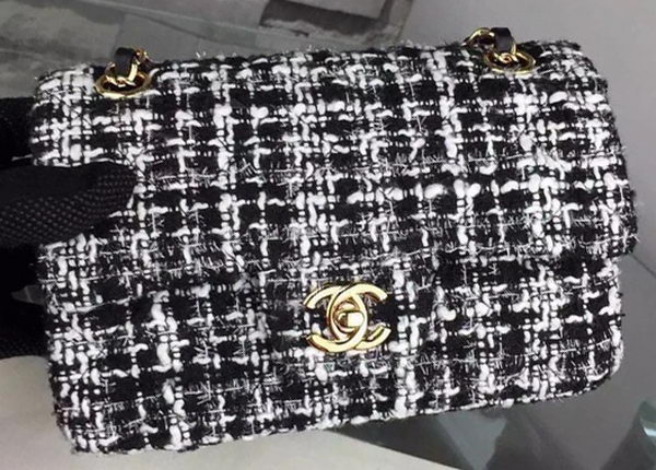 Chanel 2.55 Series Flap Bag Original Fabric A1025 Black&White