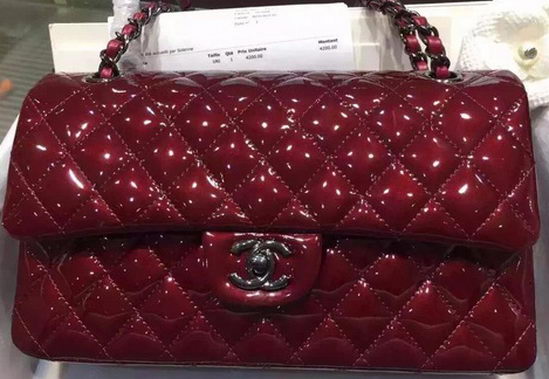 Chanel 2.55 Series Flap Bag Original Patent Leather A06795 Burgundy