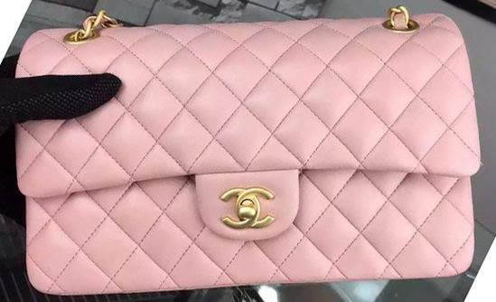 Chanel 2.55 Series Flap Bag Pink Sheepskin Leather A06375 Gold