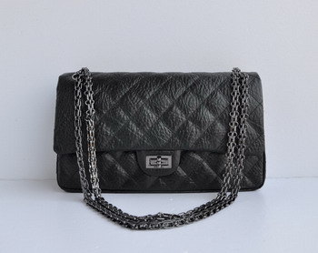 Chanel 2.55 Flap Bag 30226 elephantskin black with silver-grey chain