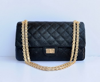 Chanel 2.55 Flap Bag 30226 elephantskin black with gold chain