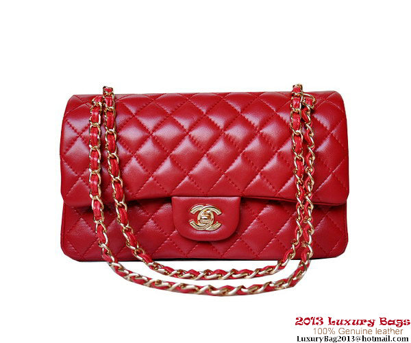 Chanel A01112 Classic Flap Bag Red Sheepskin Gold