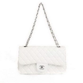 Chanel 2.55 Series Flap Bag A01112 White Leather Silver Hardware