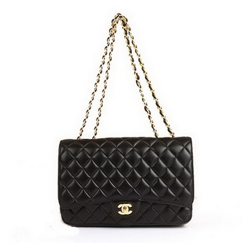 Chanel Jumbo Bags A36073 Black Lambskin Leather Golder Hardware