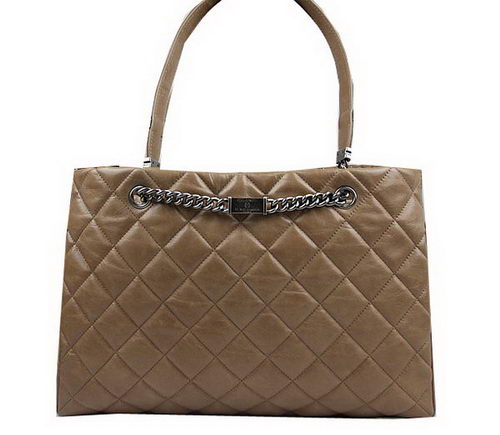 Chanel Calfskin Shopping Bag Embellished A92525 Apricot