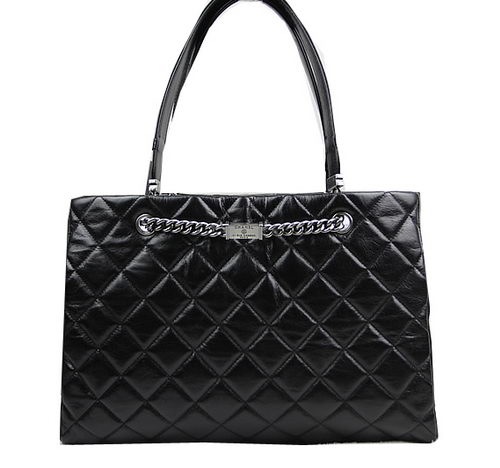 Chanel Calfskin Shopping Bag Embellished A92525 Black