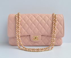 Chanel Classic 2.55 Series Pink Caviar Golden Chain Quilted Flap Bag 1113