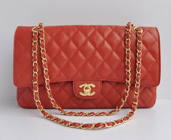 Chanel Classic 2.55 Series Red Caviar Golden Chain Quilted Flap Bag 1113