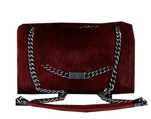 Chanel Cony Hair Flap Bags A92592P Burgundy