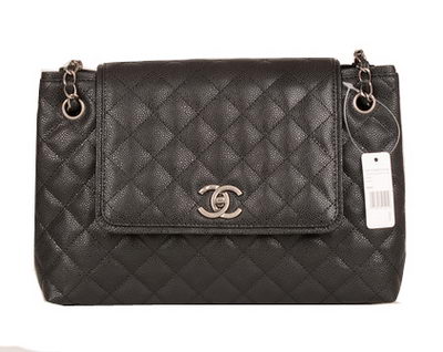 Chanel Large Cannage Pattern Leather Messenger Bag A68672 Black