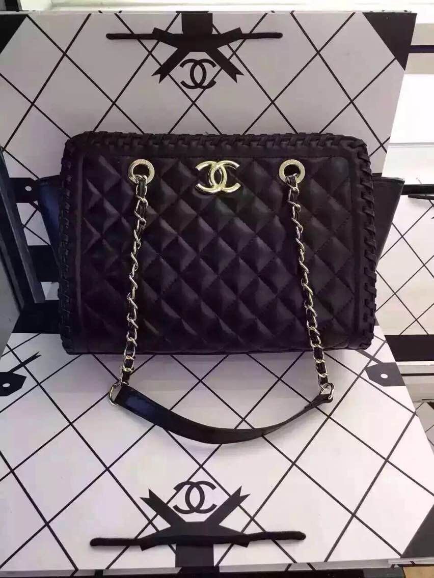 Chanel Shopper Bag Calfskin Leather A96300 Black