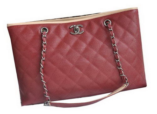 Chanel Shopper Bag Cannage Pattern A30454 Maroon