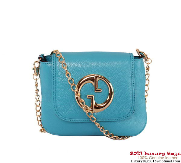 Gucci 1973 251821 Light Blue Leather Chain Shoulder Bag