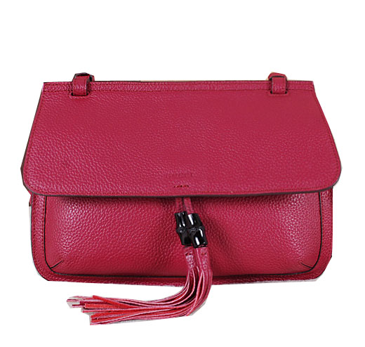 Gucci Bamboo Daily Leather Flap Shoulder Bags 370815 Burgundy