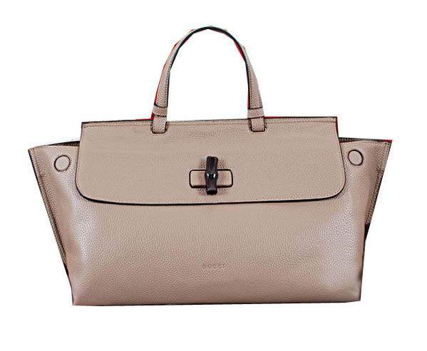 Gucci Bamboo Daily Leather Top Handle Bag 370830 Grey