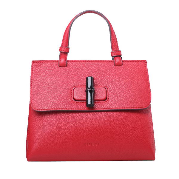 Gucci Bamboo Daily Leather Top Handle Bag 370831 Red