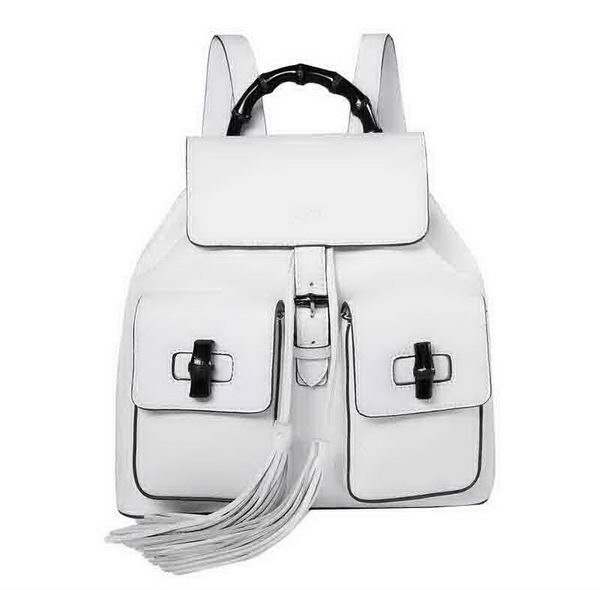 Gucci Bamboo Leather Backpack 370833 White